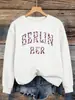 Sudadera con Estampado de Leopardo Rosa Estampado de Berlín Moda Femenina Cuello Redondo Pulóver de Forro Polar Otoño Casual Ajuste Holgado