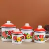 Caneca de Esmalte Felicidade Dupla Nostálgica Pote de Chá de Esmalte Lembrança de Doce de Casamento Caneca Nostálgica Pote de Chá Caneca de Doce de Casamento de Esmalte
