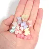 30/Paquete Acrílico Perlado Agrietado Dibujos Animados Oso Tridimensional Agujero Cruzado con Cuentas DIY Accesorios para Joyería Hecha a Mano Pulsera