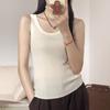 Camisole 100% Lã com Gola U para Mulheres, Início da Primavera 2026, Fina e Ajustada ao Corpo, com Bojos Embutidos