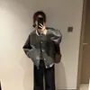 Jaqueta Baseball Patchwork Color-Blocking Casual Versátil Top Engana-Corpo Engrossado Moda Redutora de Idade Casaco Casual