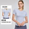 Top Esportivo de Verão Manga Curta Slim Fit Emagrecedor Respirável Camiseta de Yoga Solto Casual Cintura Pequena Top Fitness para Mulheres