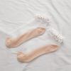 Medias de Encaje Algodón Seda de Vidrio para Mujer Ins Modernas Lindas Encaje Lolita Calcetines de Primavera y Verano Calcetines de Algodón Cristal para Mujer