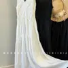 Liquidação~ Liquidação de Loja Boutique Exportação Decote V Duplo Linho Estilo Francês Sem Mangas Vestido Longo para Mulheres
