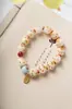 Pulsera de dedo suave con degradado multicolor, hecha a mano, con raíz de bodhi de jade blanco, pastel de arroz pequeño, tallada a mano, con seis caracteres, palabras verdaderas, anillo de cuentas