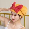 Touca de secagem de cabelo superabsorvente, chapéu de princesa com laço, veludo coral, touca de banho espessa de secagem rápida, pulôver fofo, toalha para secar cabelo