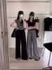 Pantalones de Pierna Ancha Arrugados de Seda de Hielo Verano Delgados Estilo Perezoso Arrugados Pantalones Yamamoto de Mujer Combinables a la Moda Cintura Alta Adelgazantes Pantalones Casuales