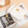 Bolso Rombo Estilo Chanel Lujo Ligero Bolso Transfronterizo para Mujer Bolso Pequeño con Cadena de Bolas Doradas Piel de Vaca Aceitada y Encerada Bolso Bandolera 6019