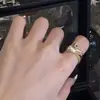 Anillo Metálico de Diseño Minimalista con Diamantes, Anillo Geométrico Simple Abierto para Dedo Índice, Estilo Europeo y Americano, Anillo Único y de Moda