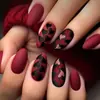 24 Piezas Venta Caliente Transfronteriza Forma de Almendra Bloques de Color Negro Rojo Forma de Corazón Blanqueamiento Dulce Estilo Lindo Adecuado para Pegatinas de Arte para Uñas de Otoño e Invierno
