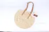 Bolso de Hombro Redondo de Ganchillo Moda Simple Casual Bolso Tejido de Paja Viaje de Vacaciones Playa Celebridad de Internet Bolso Tejido para Mujer