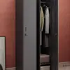 Armario de Hierro Negro Engrosado con Cerradura, Armario para Dormitorio de Personal, Armario de Almacenamiento para Gimnasio, Armario para Vestuario