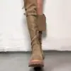 Fivela de Cinto Design de Duas Formas Estilo Western Botas de Cavaleiro 2024 Novo Aumento Alongamento das Pernas Botas Western de Camurça