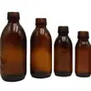 Botella de Líquido Oral Color Té Vidrio Transparente Botella de Farmacia Múltiples Tamaños Embotellado Evitación Química Botella de Reactivo