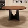 Mesa redonda de madeira maciça, estilo minimalista italiano, design vintage com bandeja giratória, adequada para uso doméstico, pernas em U retrô estilo europeu