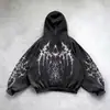 Sudadera Casual con Estampado 3D de Color Puro Punk Retro Y2K Sudadera Deportiva para Pareja Gótica Americana Transfronteriza