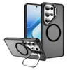 Funda para teléfono Samsung, magnética transparente mate, adecuada para S26, con soporte, cubierta protectora de teléfono estilo ins simple
