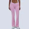 Pantalones de Yoga Ajustados de Tacto Desnudo Estilo Europeo y Americano con Cruzado de Color Contrastante de Cintura Alta Pierna Ancha para Deportes, Correr, Fitness y Yoga, Pantalones Acampanados para Mujer