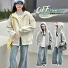 Ropa exterior de primavera y otoño para niñas 2026 nuevo top con capucha holgado estilo coreano para niños mayores, chaqueta de otoño de manga larga para niñas
