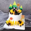 Decoração de Bolo de Aniversário Infantil Conjunto de 6 Peças Cena de Veículos de Engenharia Escavadeira Trator Escavadeira Empilhadeira Garfo de Estrada