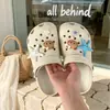Gatinho Estrela Fofa Sandálias Crocs DIY com Leve Suporte de Arco para Mulheres, Sandálias Respiráveis Criativas Vazadas de Verão em Eva com Solado Macio