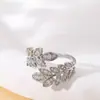 Moda Exquisita y Simple de Amazon Transfronteriza Anillo Abierto Ajustable Forma de Oreja Completamente Incrustado con Circonita Diamante Joyería de Alta Gama