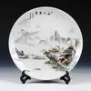 Prato Decorativo de Cerâmica para Pendurar de Jingdezhen Decoração Moderna para Sala de Estar Chinesa Enfeites Presente Personalização de Logo
