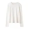 26 Moda Femenina Nueva de Primavera Camiseta Básica Simple de Seda y Lino, Top Casual Ligeramente Fresco de Lino y Lyocell de Manga Larga, Amigable con la Piel