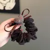 Goma para el pelo de estilo coreano con forma de corazón y lunares para mujer, color café, para coleta baja, lazo, alta elasticidad, cuerda para el pelo