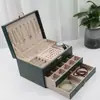 En Stock Caja de Joyería de Cuero de Gran Capacidad Caja de Almacenamiento de Joyería para Collares, Pendientes, Anillos y Pulseras Lg7338