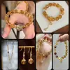 Tang Natural Amarelo Torre Cristal Contas Jade Coleção Pulseira Pulseira Colar Acessórios Cristal Amarelo Ágata Amarela Contas Soltas Contas Redondas