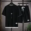Traje deportivo de verano transfronterizo para hombre de manga corta, camiseta y shorts de corte holgado, ropa de tejido gofrado, atuendo casual versátil para hombre