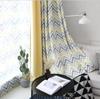 Cortina nórdica moderna y sencilla para sala de estar, personalizada, con sombreado mediterráneo, rayas onduladas, costura para ventana salediza de dormitorio