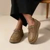 Sapatos de Couro Femininos de Primavera Transfronteiriços Sola Macia Antiderrapante Sapatos Femininos Individuais Confortáveis para o Trabalho Baixo Slip-on Mocassins Planos
