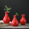 Rojo Retro Cerámica Pequeño Jarrón Boda Inauguración Año Nuevo Botella de Aromaterapia Escritorio Ceremonia del Té Hidropónico Decorativo Pequeños Adornos