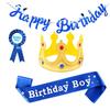 Sombrero de corona dorada para cumpleaños infantil, etiqueta de cumpleaños con broche de correa para el hombro, juego de decoración para tarta de cumpleaños para niño