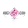 Anillo de cubo de azúcar de piedra de alto carbono con gema de color de moda en TikTok, incrustado con moissanita brillante y padparadscha, disponible para transmisión en vivo y dropshipping