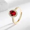 Transmisión en vivo súper ventas nuevo anillo de huevo de paloma moda femenina lujo ligero versátil circonita forma de huevo anillo de dedo joyería venta al por mayor transfronteriza
