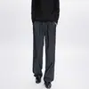 Calça listrada vertical estilo old money para homens, coleção primavera e verão, calça longa retrô high-street, corte reto, modelagem solta, com uma vibe relaxada e casual.