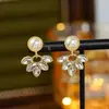 Brincos de Zircônia Pérola Folha Agulha de Prata 925 Brincos de Alta Qualidade Nicho Exquisitos Moda Simples Versáteis para Mulheres