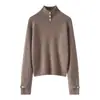 Nuevo Suéter de Cachemira para Mujer Otoño/Invierno 2026, Cuello Alto Medio, Engrosado, Holgado, Estilo Casual, Suéter de Punto