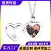 Nuevo Collar Colgante Corazón Pegamento Joyería Foto DIY Regalo Creativo Pareja Europeo y Americano Acero Inoxidable Colgante