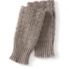 Guantes de cachemira de color liso estilo coreano, diseño unisex, tejidos, cálidos y resistentes al frío, con diseño sin dedos y de punto calado, modernos y versátiles