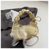 Bolsa Saco Plissada Estilo Coreano Bolsa Dumpling para Mulheres Nicho Estilo Retrô Verão 2025 Nova Bolsa de Ombro Único Transversal de Alta Qualidade