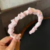 Diadema de Malla Coreana con Volantes de Corona Alta y Pasador de Perlas, Accesorio de Cabello de Moda para Salir, Diadema Versátil para Mujeres
