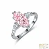 Anel de Prata Esterlina S925 com Moissanita Colorida Marquise Três Pedras Todo Moissanita Anel de Prata S925 para Mulheres Venda Quente da Amazon