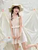 Dos Trajes de Baño Naranja 1177 para Niñas Jóvenes y Estudiantes, Estilo de Una Pieza con Falda, Nuevo Traje de Baño Conservador de Verano para Jugar en el Agua