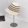 Chapéu de Pescador Retrô Listrado de Tricô Estilo Japonês para Mulheres, Quente para Outono e Inverno, Versátil, Aba Larga, Chapéu Bucket Emagrecedor