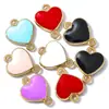 Liga de Metal com Gotejamento de Óleo Dupla Face DIY Joias Coração com Duplo Pingente Pulseira Colar Pingente Multicor W236