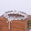 Pulsera Apilable de Bola de Circonita de Cristal Blanco Natural, Sensación de Lujo Ligero y Gama Alta, Estilo Sencillo para Pareja, Joyería de Mano Versátil